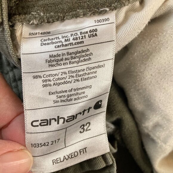 Mens Carhartt Relaxed Fit Cargo Shorts Green 32 Cotton Elastane 103542 217 - Picture 6 of 7